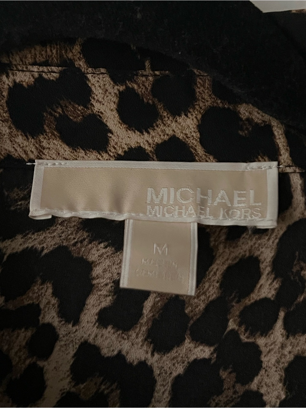 Michael Kors Leopard Print Button-Front Shirt Jacket - Black, Brown, Tan - Picture 5 of 5